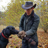 James and his truffle hunting dog from The English Truffle Company with a freshly unearthed truffle.